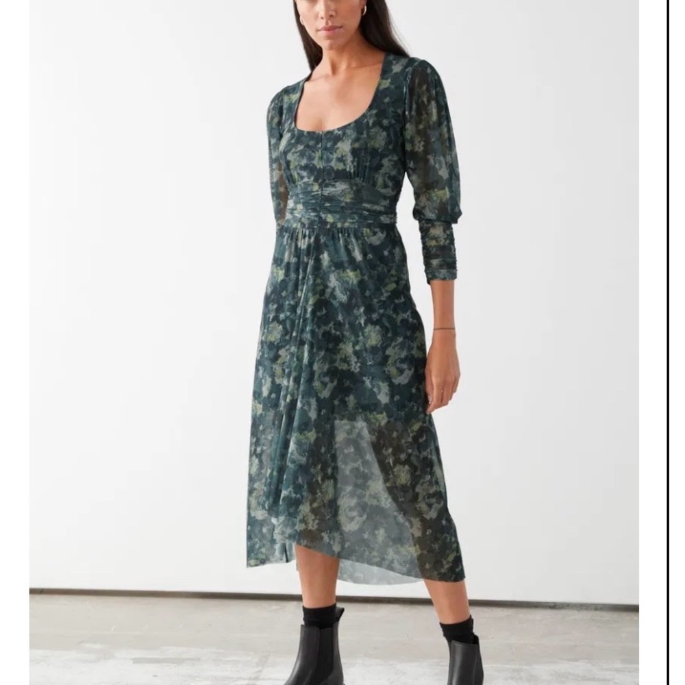 & Other Stories sz 12 Cottagecore Etheral Midi Dress Fairygrunge Romantic